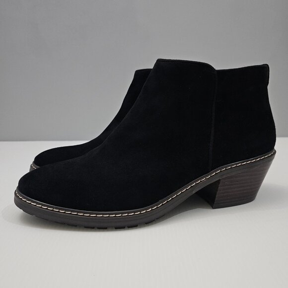 NEW Sam Edelman Pryce Ankle Bootie Size 8.5 Black Suede Waterproof Western - Picture 1 of 15